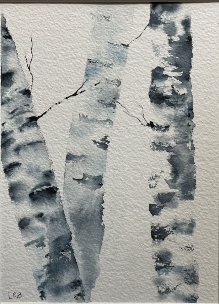 "Original Birches" by Linda Rowland-Buckley. Dimensions: 10.5 inches by 12.5 inches Material: Watercolor Price: $125.00